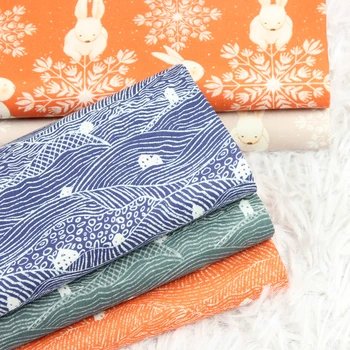 

Half Yard Plain Cotton Fabric With Christmas Wind Little Rabbit Print, Handmade DIY Bag Garment Dress Cloth 100% Cotton CR-752