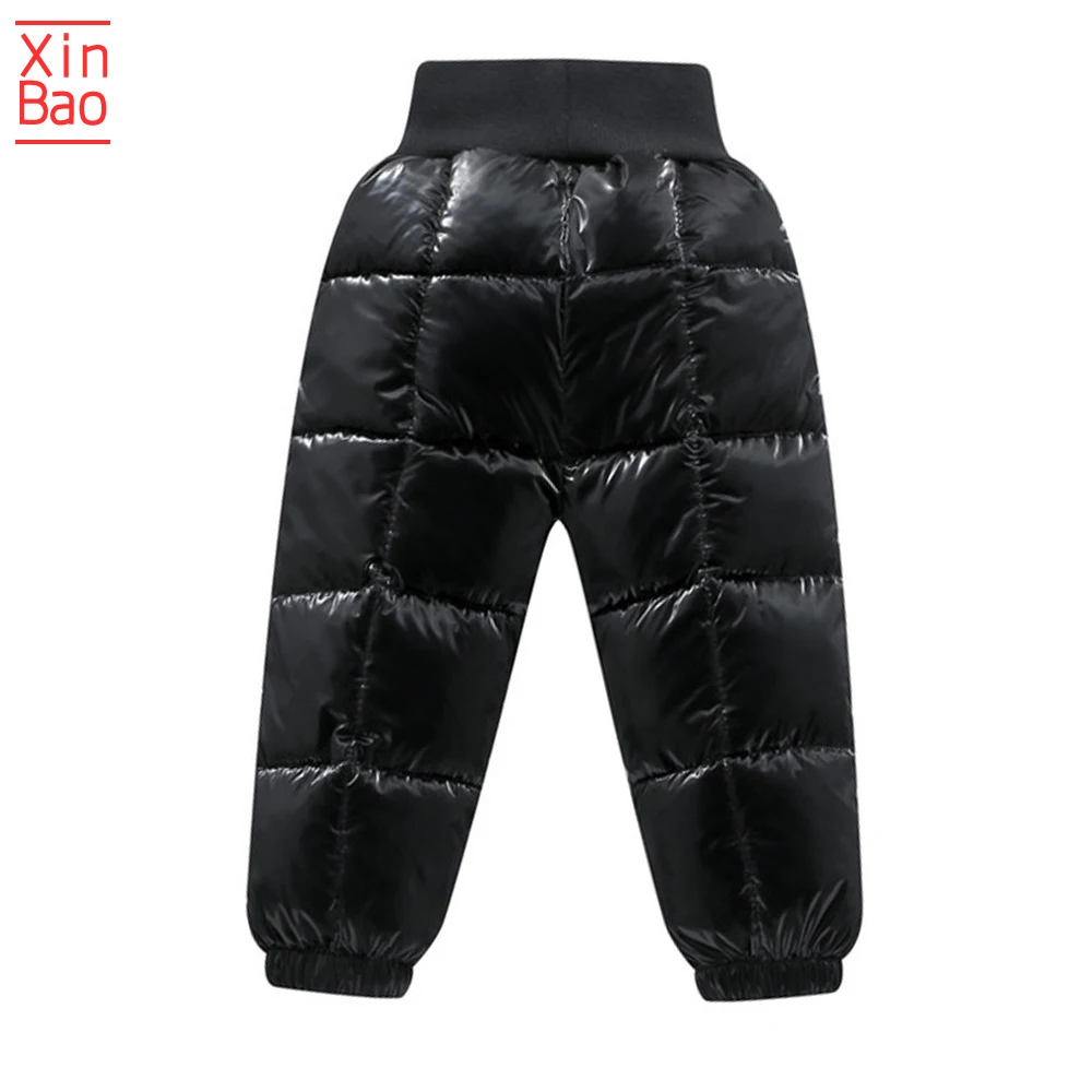 XINBAO/Коллекция года, зимние штаны для маленьких девочек зимние теплые штаны с хлопковой подкладкой для мальчиков штаны для девочек водонепроницаемая одежда для детей осенняя Толстая длинная акция для студентов - Цвет: black