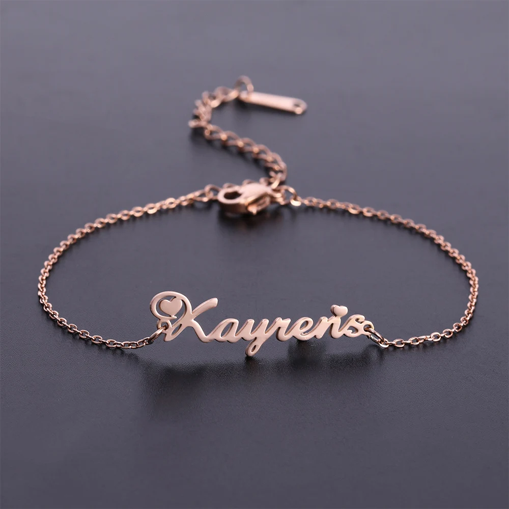 

Fishhook Custom Name Anklet Bracelet For Family Baby Women Rose Gold Color Boy Girl Kid Personalized Stainless Steel Jewelry