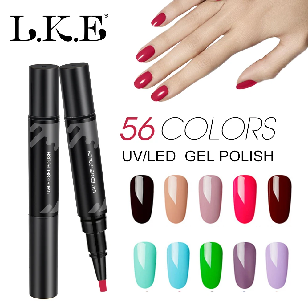 LKE 3 Step Nail Gel Art Semi Permanent UV Hybrid Nail Gel Polish Nail Varnish Brush Pen Soak Off 10 seconds fast drying