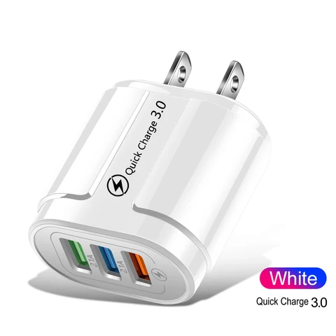 Quick Charge 3.0 Wall USB Charger 18W Fast Charging Adapter For iPhone Samsung Phone Tablets EU US 3 Port USB Chargers