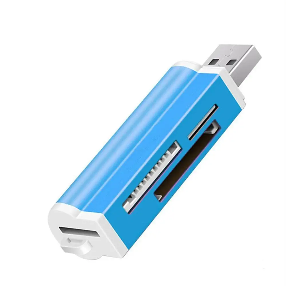 Синий USB 2,0 многофункциональный считыватель смарт-карт памяти OTG адаптер мини-считыватель карт для OTG/TF/SD Micro SD компьютер ноутбук - Цвет: Синий