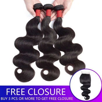 

100% Human Hair Bundles Brazilian Body Wave Hair Weaving 8"-28" inch 1/3/4 Pcs/Lot Natural Color Remy Hair Extensions Riverwood