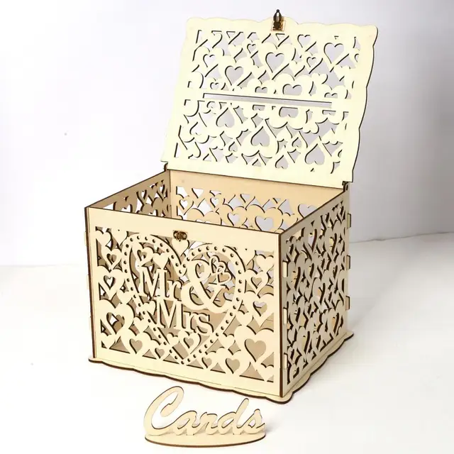 Laser Cut Diy Wood Wedding Gift Card Box Money Box With Lock Elegant Wedding Post Box Mr Mrs Wedding Decor Flower Party Supplies Wedding Card Boxes Aliexpress