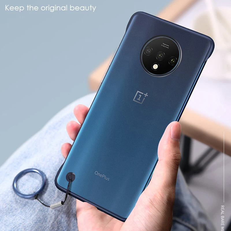 Чехол без рамки для Oneplus 7T Pro, Ультратонкий матовый, без отпечатков пальцев, без бампера, изогнутая задняя крышка для телефона 1+ 7 T, на ощупь