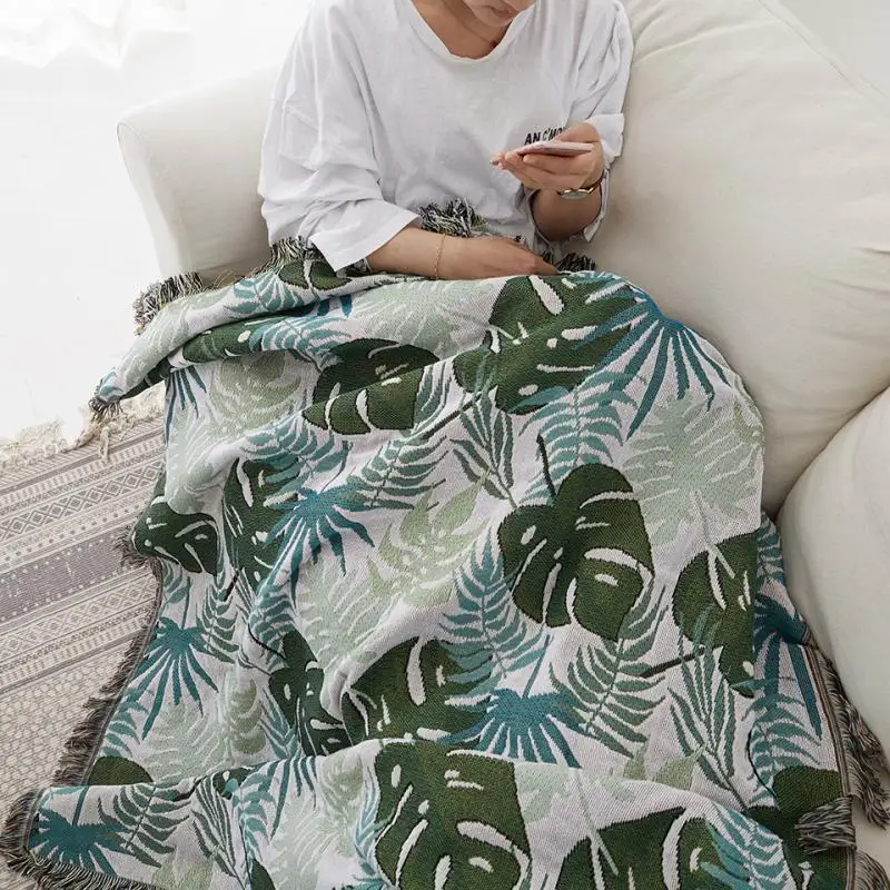 Стиль Бохо, чехол для дивана с пальмовым листом, модный Прямоугольный Диван с кисточками, Рождественский диван, чехлы для дивана для гостиной, диван-шезлонг