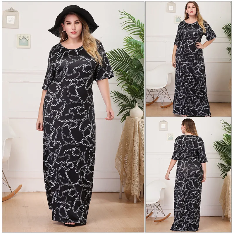 051 Европа и Америка, женское платье EBay,, платье-рубашка с вырезом лодочкой и коротким рукавом, облегающее платье, большие размеры, длинные юбки Amazon hot