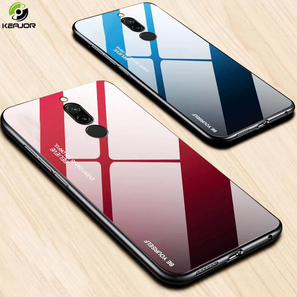 Жесткий чехол для Xiaomi Redmi 8 8A, чехол, роскошный градиентный стеклянный чехол, мягкая силиконовая рамка, бампер для Redmi 8, чехол для Redmi 8 A, чехол