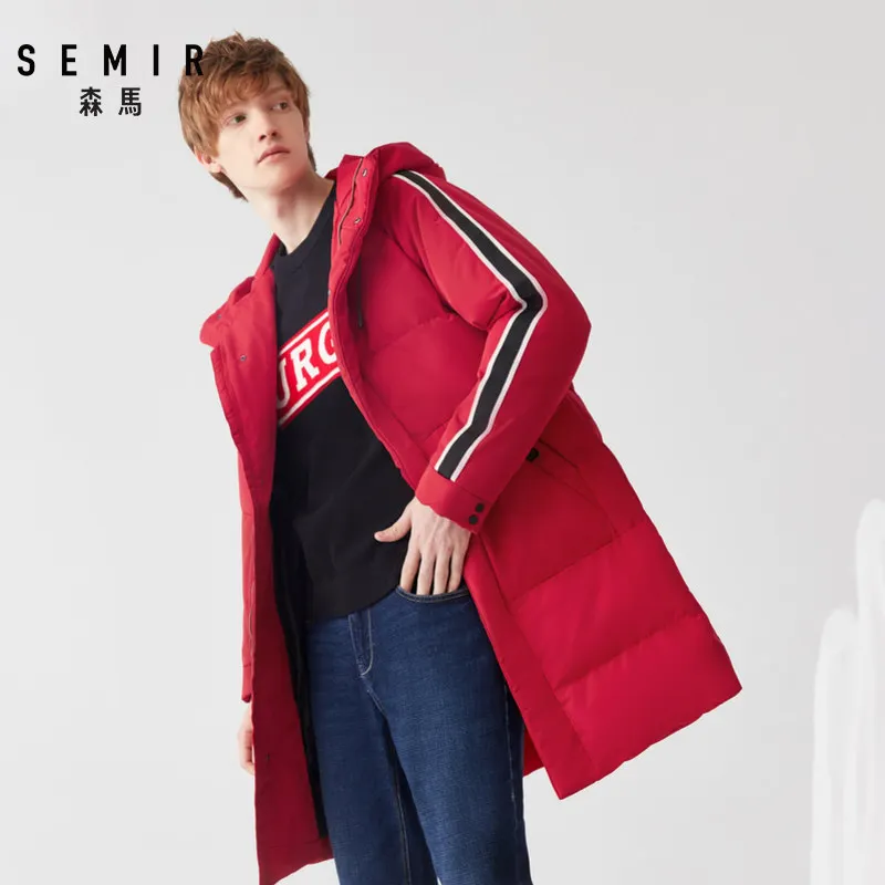 Semir, длинный пуховик для мужчин, молодых, зимняя, мужская, тренд, плетение, полоса пропускания, свободная, ветрозащитная куртка, Толстая куртка