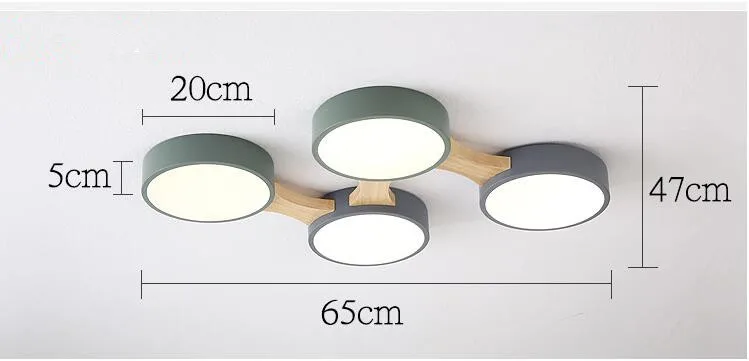 Светодиодный потолочный светильник s с круглым металлическим абажуром для гостиной современный поверхностный потолочный светильник деревянная лампа для спальни - Цвет корпуса: 4 heads