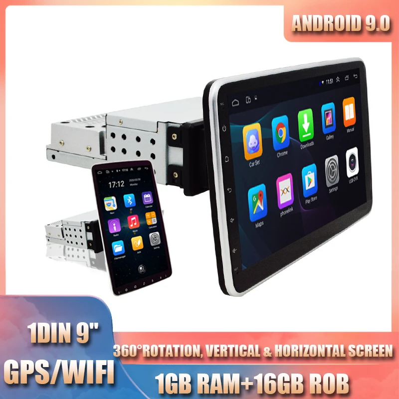 9" Car Stereo 1GB+16GB Universal 1DIN Tesla Style Multimedia Radio GPS