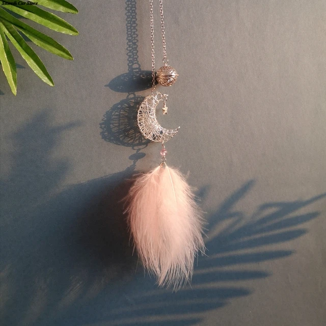 Car Dream Catcher Feather Pendants White Pink Fluffy Feather Soft Hanging Ornament Auto Home Wall Pendant Decoration Gifts New CAR15450PK