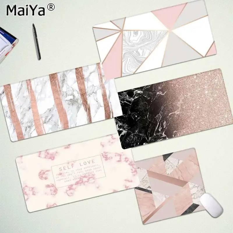Коврик для мыши Maiya розовый золотой белый мрамор индивидуальный компьютерный