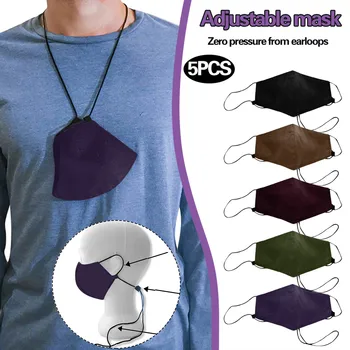 

5pcs Adult Earloop Facemasks With Hang Neck Mouth Masks Reusable Washable Mouth Cover Breathable Cotton Mascarillas Маски