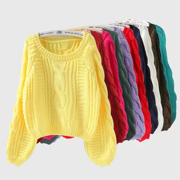 

Autumn Winter Twist Pattern Sweaters Women Fashion Basic Pullover Jumpers Long Sleeve Casual Knitted Pull Femme 2019 One Size