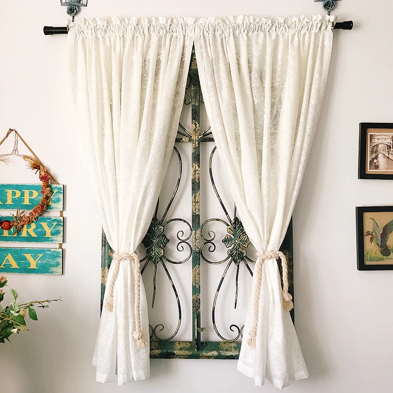 French princess cotton hollow embroidery white kitchen door partition curtains for living room шторы cortinas free shipping LQ