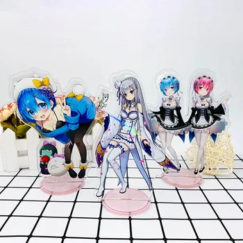 

Anime RE:Zero Acrylic Desk Stand Figures Model Emilia Ram Rem Double Side Printed Figures Activity Desk Decor Ornaments Decorat