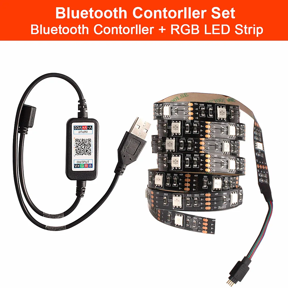 Bluetooth USB Strip USB Мощность Светодиодные ленты под светодиодное освещение шкафа светильник Кухня шкаф Подсветка ТВ 1m 2m 3M USB кабель RGB ленты дистанционного шкаф ночник 5В - Цвет: Bluetooth USB Strip