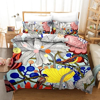 

3d Printed Flower Cartoon Bedding Set Pink Garden Duvet Cover Set Quilt Bed Linen Queen Double King Size For Children's Girls