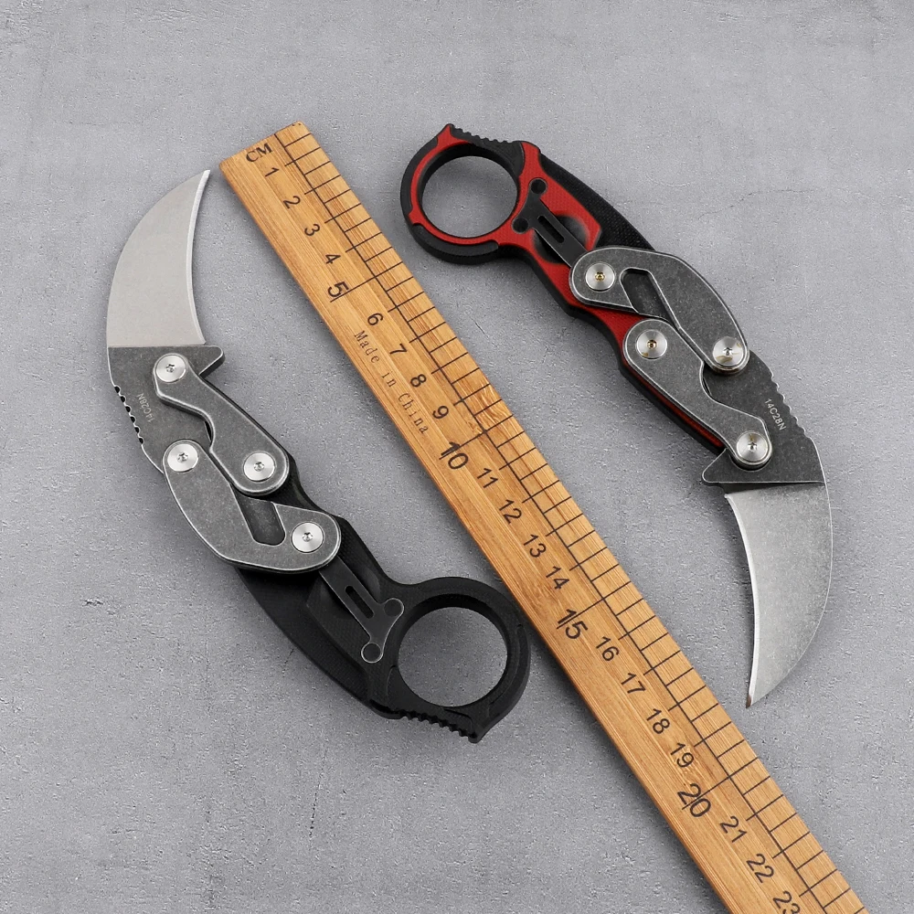 New tactical mechanical folding claw knife 14C28N steel blade G10 handle outdoor camping