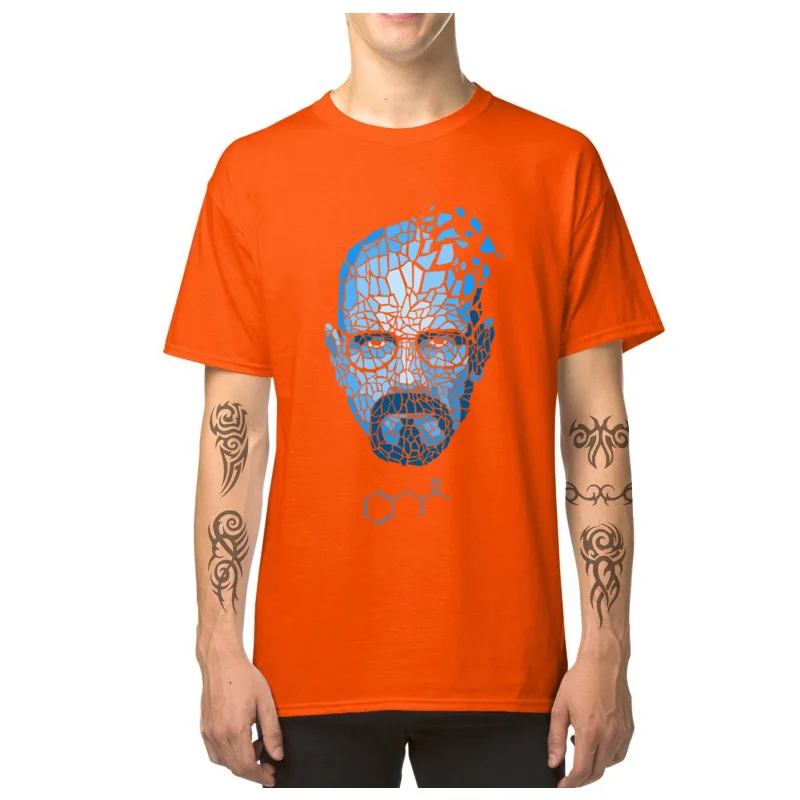 Heisenberg_Blue_-_Breaking_Bad_3256 Short Sleeve T Shirt Round Collar Pure Cotton Men T-shirts Cool Tops T Shirt Family Heisenberg_Blue_-_Breaking_Bad_3256 orange