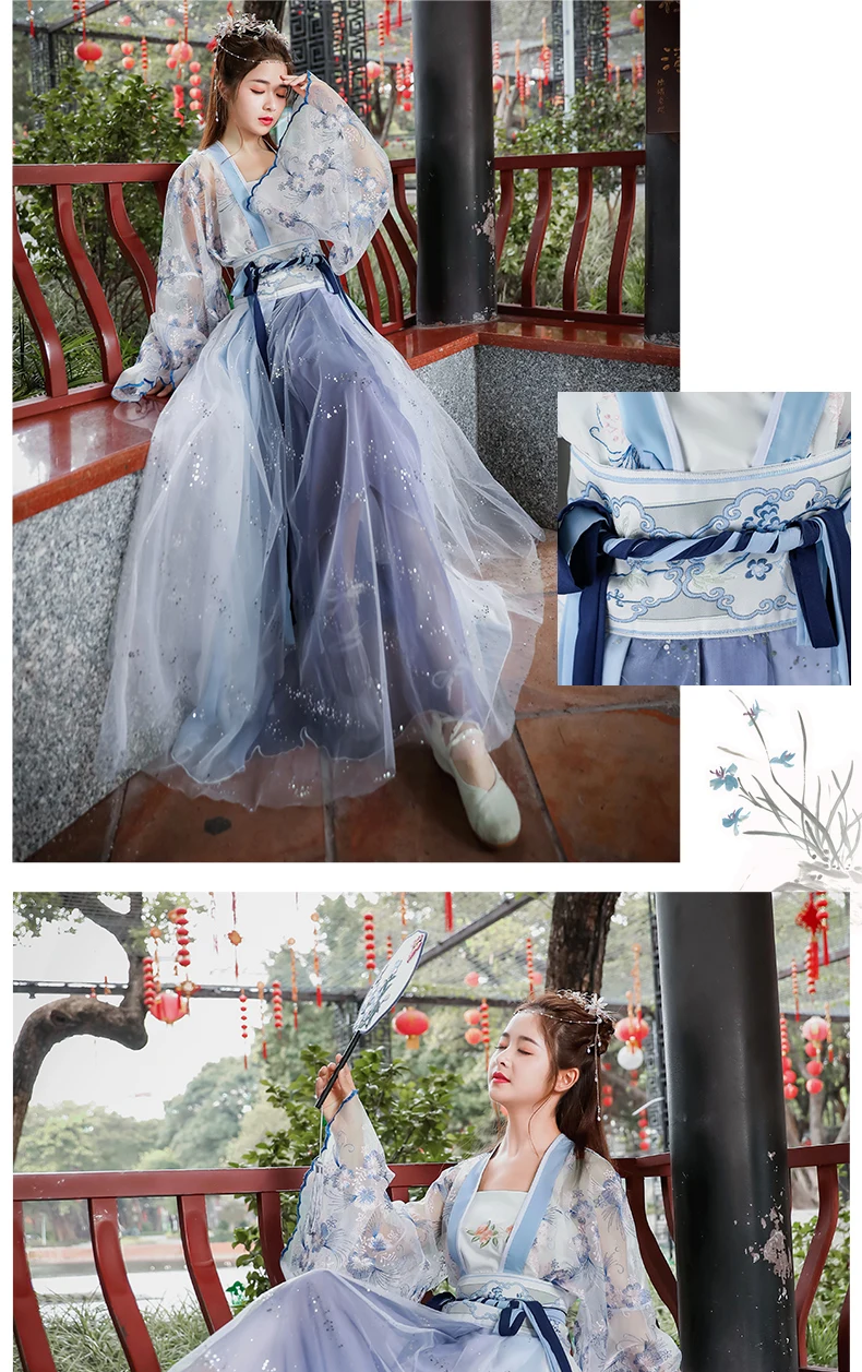 Традиционный Hanfu Женский китайский костюм Тан древний костюм юбка Феи Восточный элегантный одежда принцессы для косплея DL4455