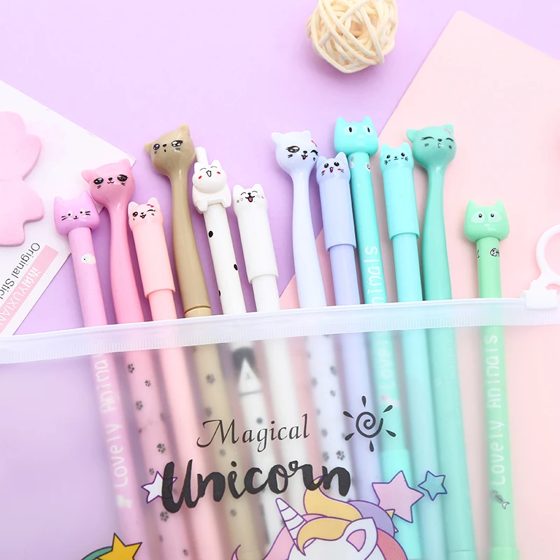 12 шт. Kawaii Корейская Радужная Фламинго гелевая ручка с единорогом Kawai креативный Альпака панда стационарная вещь школьные канцелярские принадлежности - Цвет: 4