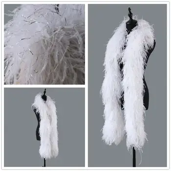 

2 Meters Long 10 Ply Fluffy Ostrich Feather Boa Thickness Ostrich Scarf for Wedding Party Decoration Plumes Shawls