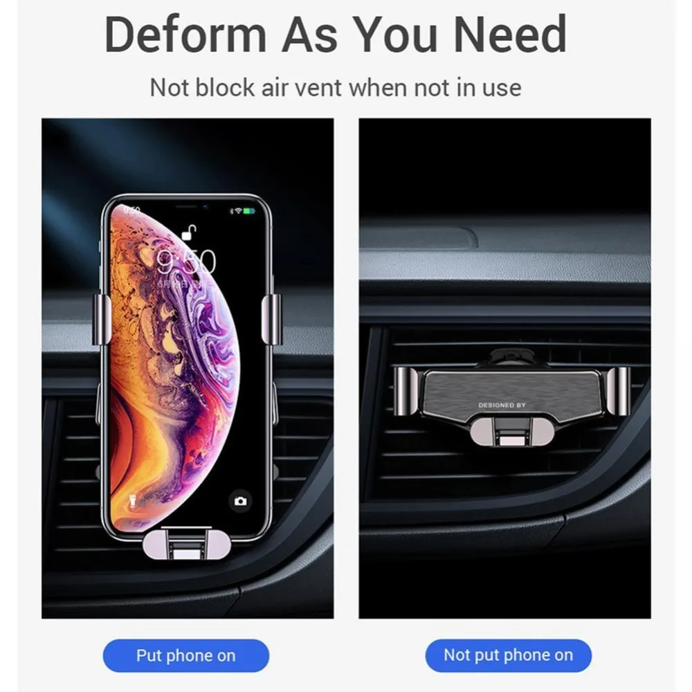 Металлический гравитационный Автомобильный держатель для телефона с автоматическим замком, держатель для мобильного телефона, Универсальный Автомобильный кронштейн для телефона