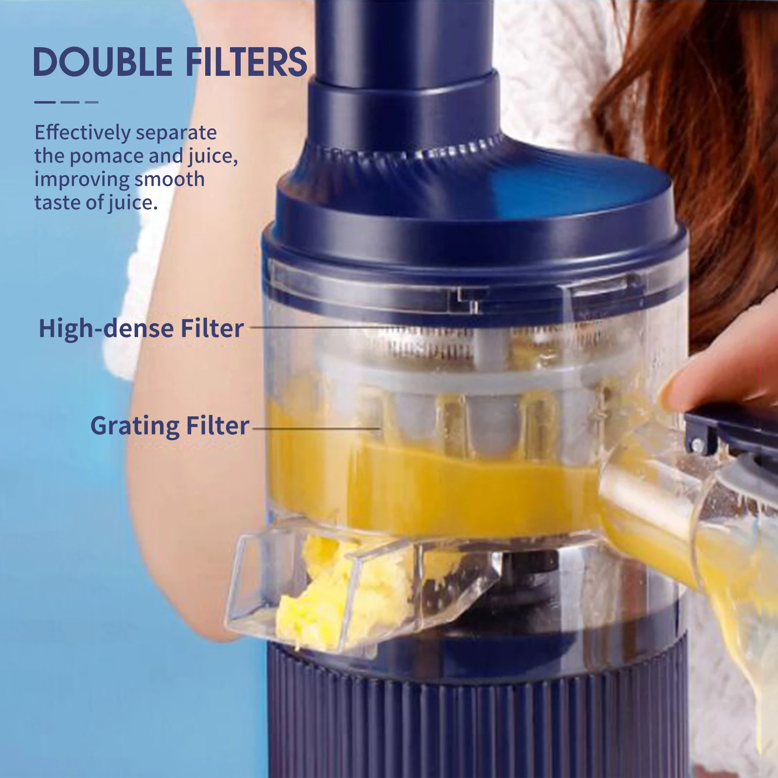 Electric mini Juicer Cold Press Juicer Compact Juicing Machine Easy Clean Juice Extractor with Juice & Pulp Cup Slow Masticating_voghion.com