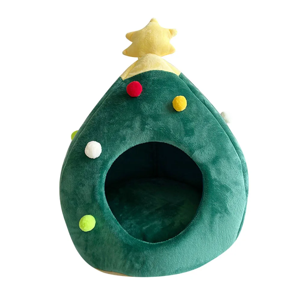 Hot sell Pet Cat Bed Indoor Kitten House Warm Half Closed Sleeping Bag Pet House Nest Cat Basket Portable Christmas Mats Winter