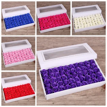 

50PCS Silk Rose Artificial Flower Heads With Packing Box Gift For Anniversary/Birthday/Wedding/Valentine's Day/Mother's Day N06