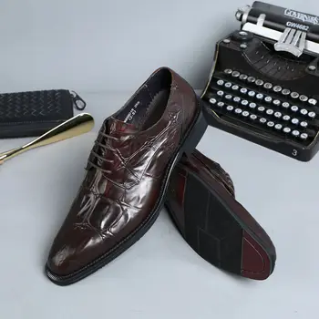 

Fashion Men's Leather Shoes Business Dress Shoes Men's Wedding Shoes Ever Zapatos Oxfords Cow Leather De Hombre Genuine Leather