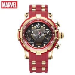 Disney Marvel Official Iron Men Cool Japan Quartz Casual Wristwatches Helmet Honeycomb Dial Stainless Steel Sapphire Crystal New