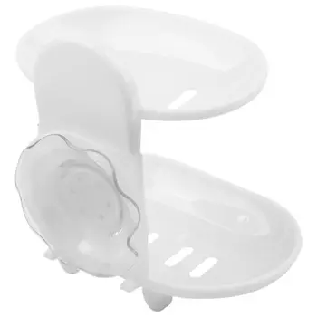 

New Fashion dual-strong suction cup soap box soap dishes bunk water bath basket soap holder 14*10*13CM, white