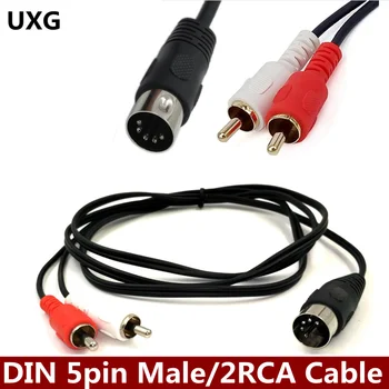 

0.5M/1.5M 5 Pin Din Male to 2 RCA Male Audio Video Adapter Cable Wire Cord Connector for DVD Player