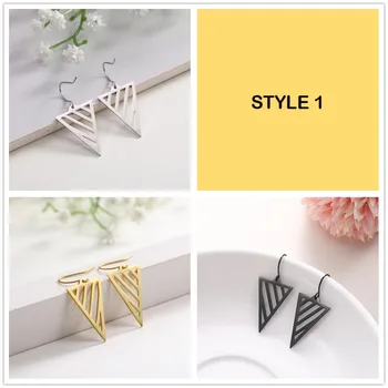

My Shape Triangle Geometric Hollow Statement Earrings Stainless Steel Dangle Earrings Golden Black Ear Accessories Gift Brincos
