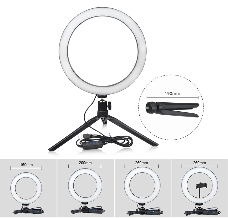 Туалетный столик зеркало свет USB светодиодный Selfie кольцо свет для макияжа красота прикроватный туалетный Настольная лампа с регулируемой яркостью светодиодный студийный кольцевой свет