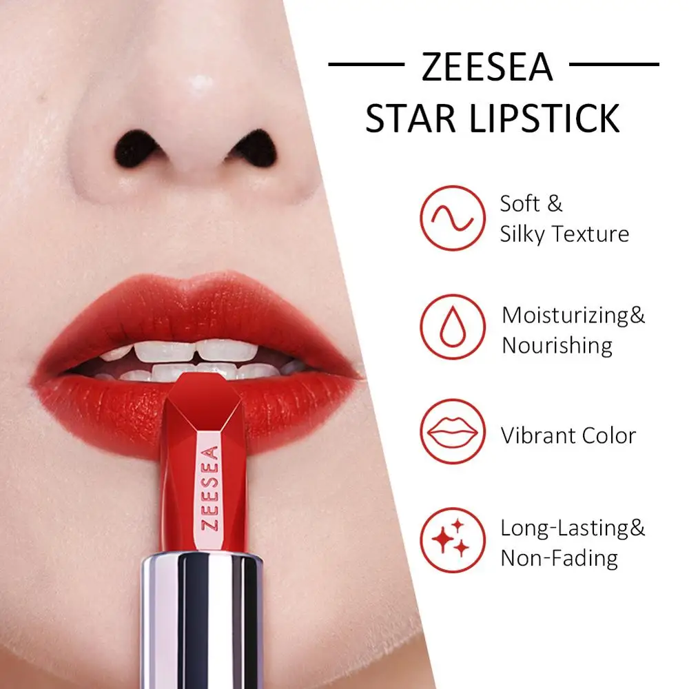 ZEESEA New 9 Colors Moisturizing Nourishing Lipstick Velvet Matt Fashion Batom Pigment Long Lasting Lip Makeup Cosmetic