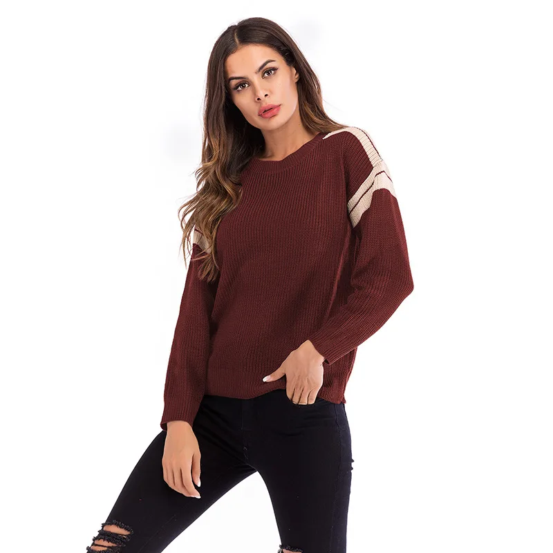 QNPQYX Autumn Sprited Warm Pullovers Women Round Neck Green Casual Loose Tops Knitted Red Long Sleeve Basic Sweater Ladies | Женская