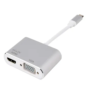 

USB3.1 Type-C To Hdmi Female VGA Female Frequency Conversion Cable Split Screen Adapter Aluminum Alloy Copper Core 2020 Selling