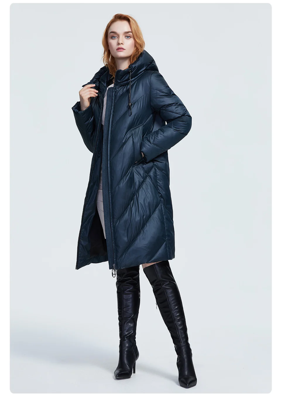 ANDVERY Зимняя новая коллекция женское зимнее пальто стиль модное плотное хлопковое пальто с капюшоном длинное зимнее теплое пальто женская одежда 9985