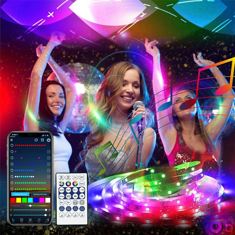 WS2812B Bluetooth 5050 5V USB Led Strip Lights RGB 1M-30M Chase Effect TV BackLight Room Decoration Tape Diode Flexible Ribbon