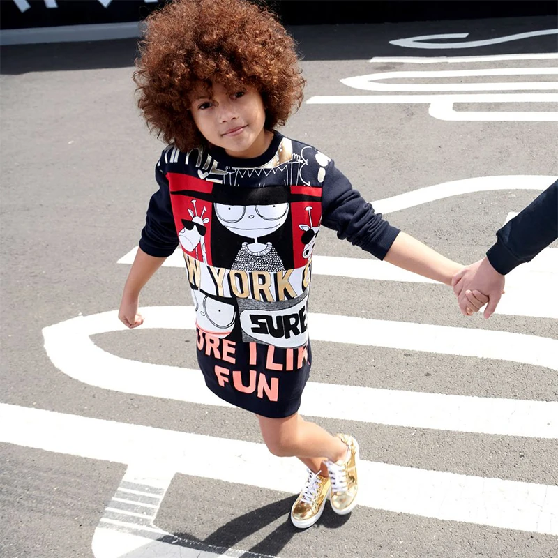 Повседневное платье для девочек осенне-зимние детские платья с длинными рукавами для девочек, праздничный костюм хлопковое платье для маленьких девочек детская одежда