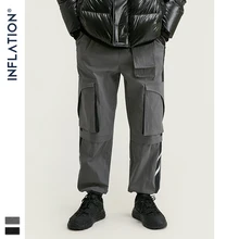 Светоотражающие мужские штаны для бега в стиле хип-хоп, свободные штаны-шаровары с карманами, мужские повседневные тактические штаны с эластичной талией 93437W