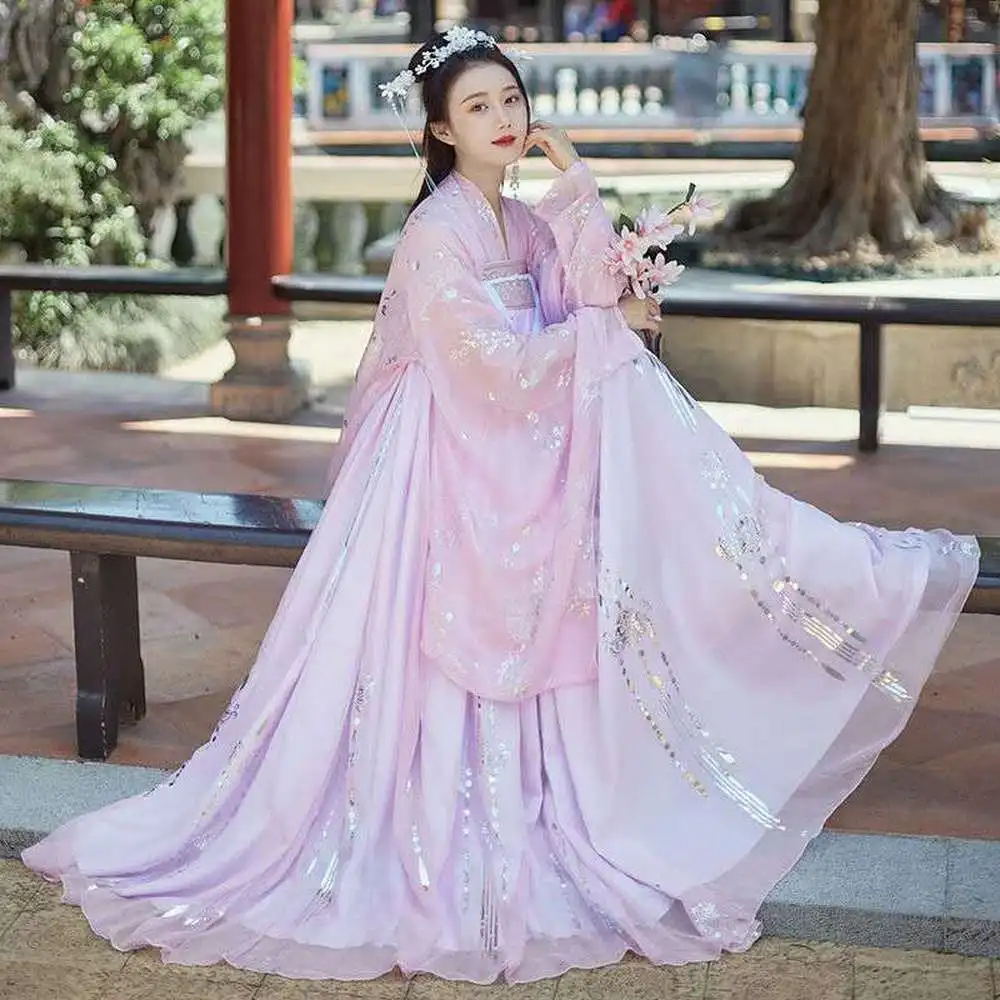 Summer Chinese Hanfu Princess Dress Women Fairy Folk with Kimono Female Dance Oriental Costume Chinese Clothes