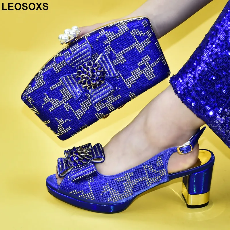 

New Fashion Bag and Shoe Woman Wedding Nigerian Women Party Pumps High Heels African Wedding Italian Shoe and Bag Sets Decorate
