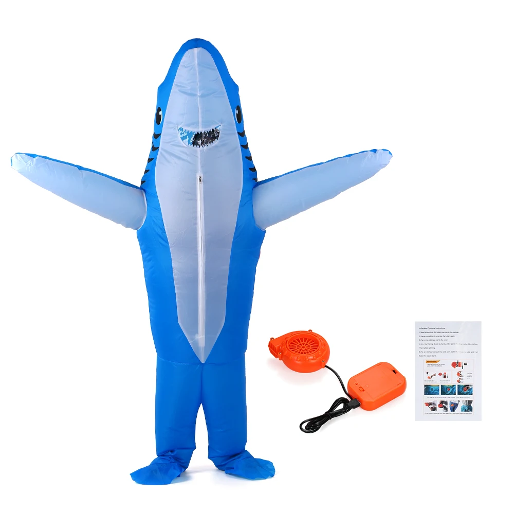 Halloween Cosplay Carnival Inflatable Shark costume Party Costumes for Adults women men Animal cosplay Party Stage Performance - Цвет: Синий