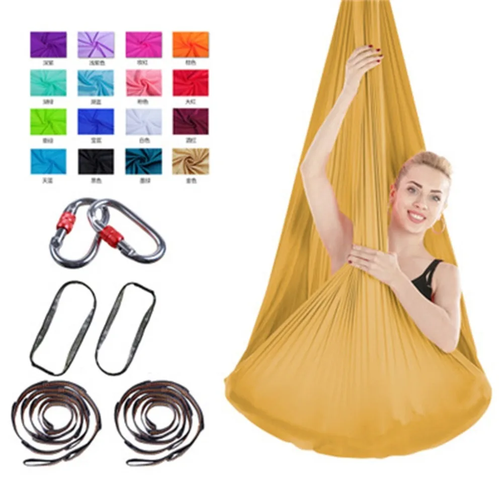 4m wide stretch aerial yoga hammock indoor silk anti-gravity yoga free knotted knot and rope aerial yoga swing set yoga 30S30 (38)
