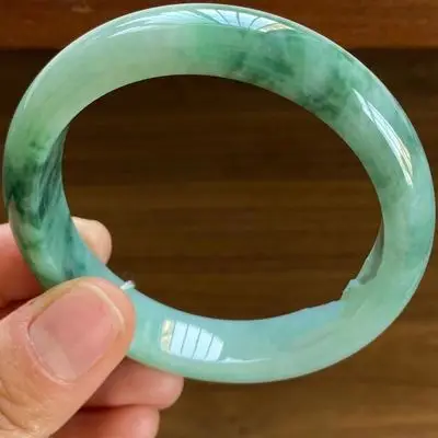 

Natural Burmese jade 54-62mm light green two-tone bracelet Elegant princess jewelry, best gift for mother to girlfriend
